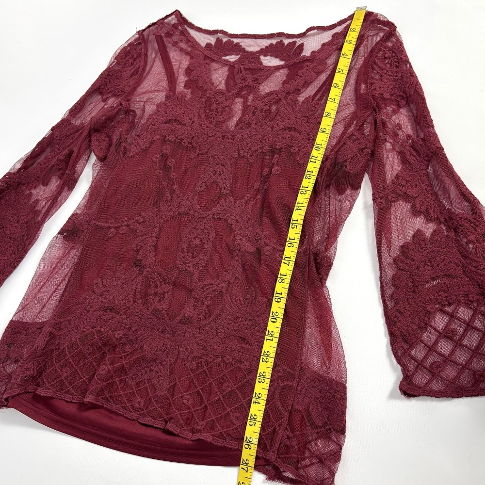 Burgundy Red Lace Shirt and Camisole – Medium - Picture 13 of 16